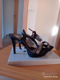 SCARPE DONNA sandali neri con plateau e tacco