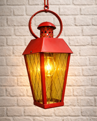 Lanterna vintage ferro rosso rustica