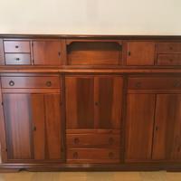 CREDENZA CON ALZATA IN LEGNO MASSICCIO