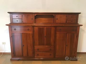 CREDENZA CON ALZATA IN LEGNO MASSICCIO