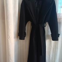 Cappotto nero donna con cintura