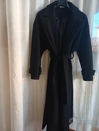 Cappotto nero donna con cintura