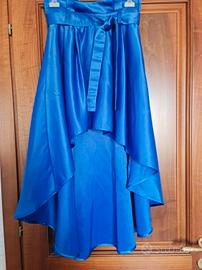 Gonna lunga e corta Rinascimento a vita alta blu