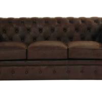 Divano chesterfield marrone tessuto