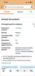 Televisore Hisense 75" QLED 4K