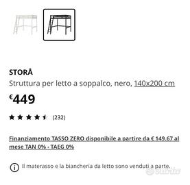 STORÅ Struttura per letto a soppalco, nero, 140x200 cm - IKEA Italia