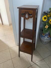 Colonna portavasi vintage in legno massello