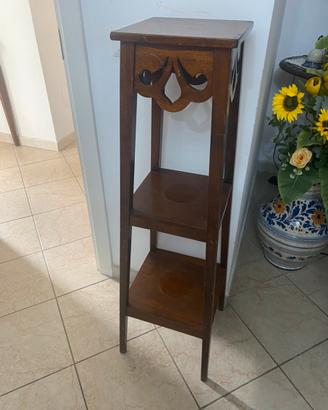 Colonna portavasi vintage in legno massello