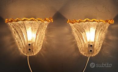 Murano anni ’80 – Coppia applique vetro graniglia