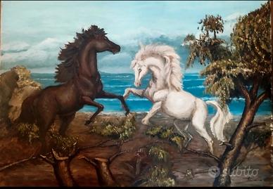 quadro ad olio " I'll  bene  e il male"