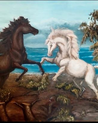 quadro ad olio " I'll  bene  e il male"
