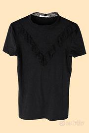 T-shirt nera Terranova tulle e volant L