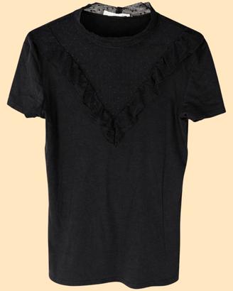 T-shirt nera Terranova tulle e volant L