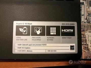 Acer Aspire E15 portatile per pezzi di ricambio