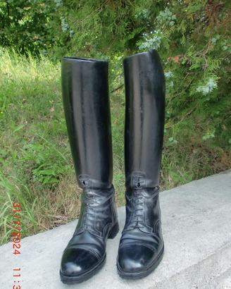 STIVALI CAVALLERIZZ* VINTAGE, PELLE NERA, N. 41