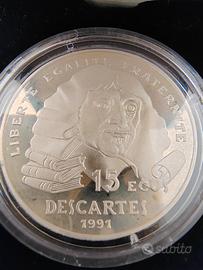 moneta  100 Franchi / 15 ECU René Descartes