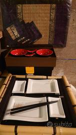 Set giapponese piattini bacchette e tovagliette 