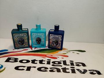 TRIS GIN AMUERTE DI COLORI DIVERSI BOTTIGLIE VUOTE