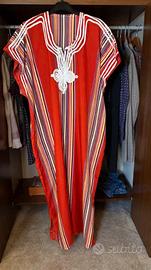 Kaftano Marocchino a Righe Rosso Nuovo 