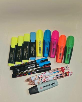 Lotto 15 evidenziatori e pennarelli Faber-Castell
