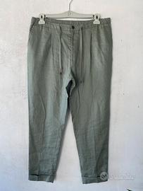 Pantaloni Lino Verde oliva