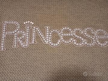 Scritta in metallo rosa da parete "Princess"