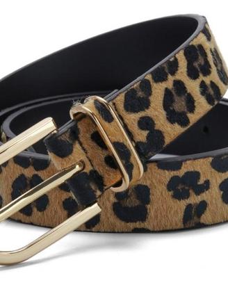 Cintura Stampa Leopardata con Fibbia Dorata