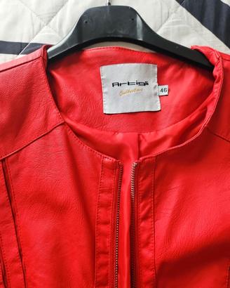 Giacca ecopelle donna taglia 46 rossa