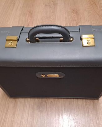 Borsa valigia Samsonite in pelle grigia 