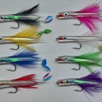 esca traina silicone piuma con effetto UV