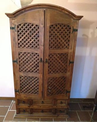 Mobile bar cantinetta in legno con portabottiglie