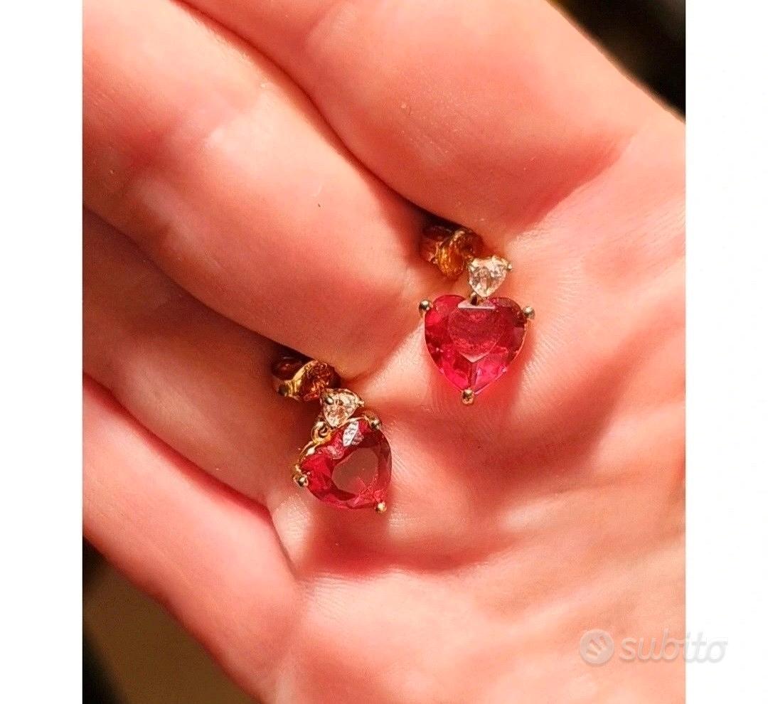 NKlaus Coppia di orecchini a perno in argento 925 Orecchini con zircone rosso 5007