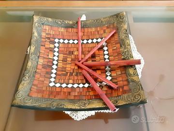 Centro tavola Legno Intarsiato Robusto Dorato quad
