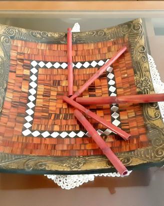 Centro tavola Legno Intarsiato Robusto Dorato quad