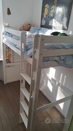 letto a soppalco bianco