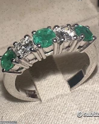 FEDINA IN ORO BIANCO 18kt. DIAMANTI E SMERALDI