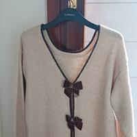 Cardigan beige e marrone