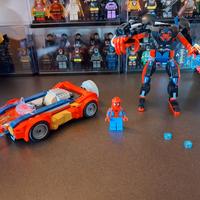 Lego Marvel minifigure Spider-man con auto e mech