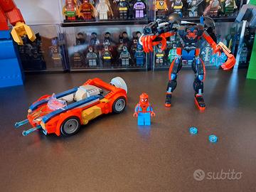 Lego Marvel minifigure Spider-man con auto e mech