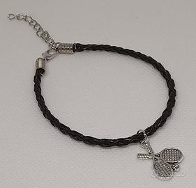 Bracciale con corda intrecciata e charm argento 