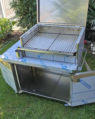 Barbecue in acciaio inox a legno e carbone