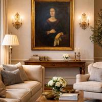 Antico dipinto ad olio su tela –Ritratto femminile