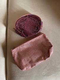 Set 2 Trousse Pochette Viaggio Rosa Glitter