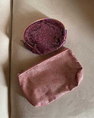 Set 2 Trousse Pochette Viaggio Rosa Glitter