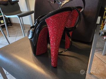 Sandalo pleaser pola dance SKY-309CHRS NERO RED