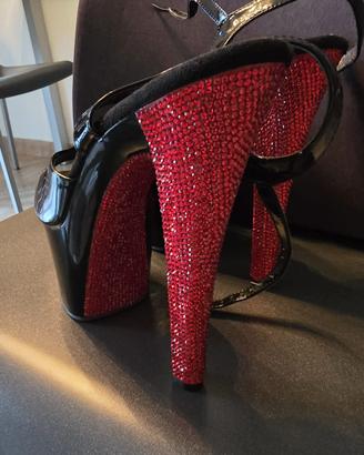 Sandalo pleaser pola dance SKY-309CHRS NERO RED