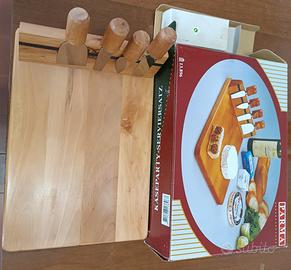 Set da portata formaggi con tagliere e coltelli