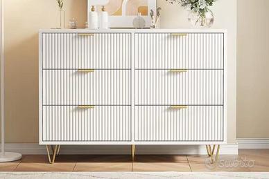 Cassettiera doppia bianco e oro