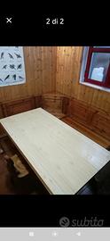 tavolo in legno con panca angolare contenitore 