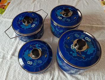 set pentole blu e fiori 